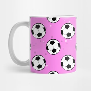 Football / Soccer Balls - Seamless Pattern on Pink Background Mug